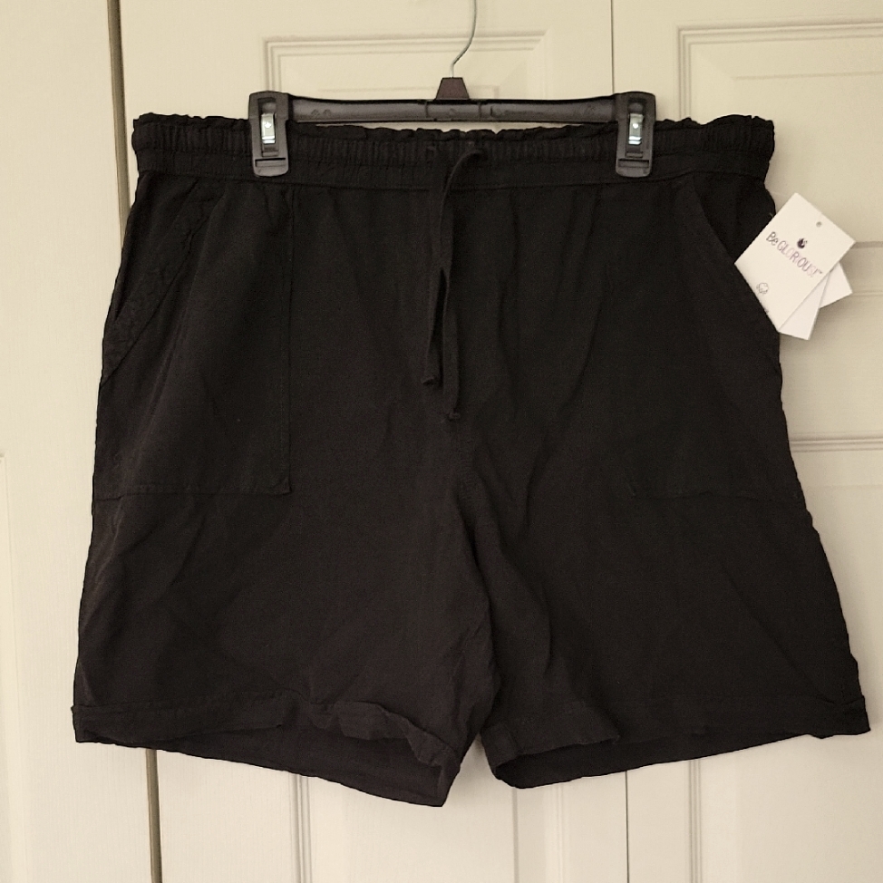 Gloria Vanderbuilt Womens Black Xl Pull Up Elastic Band Drawstring Shorts Nwt